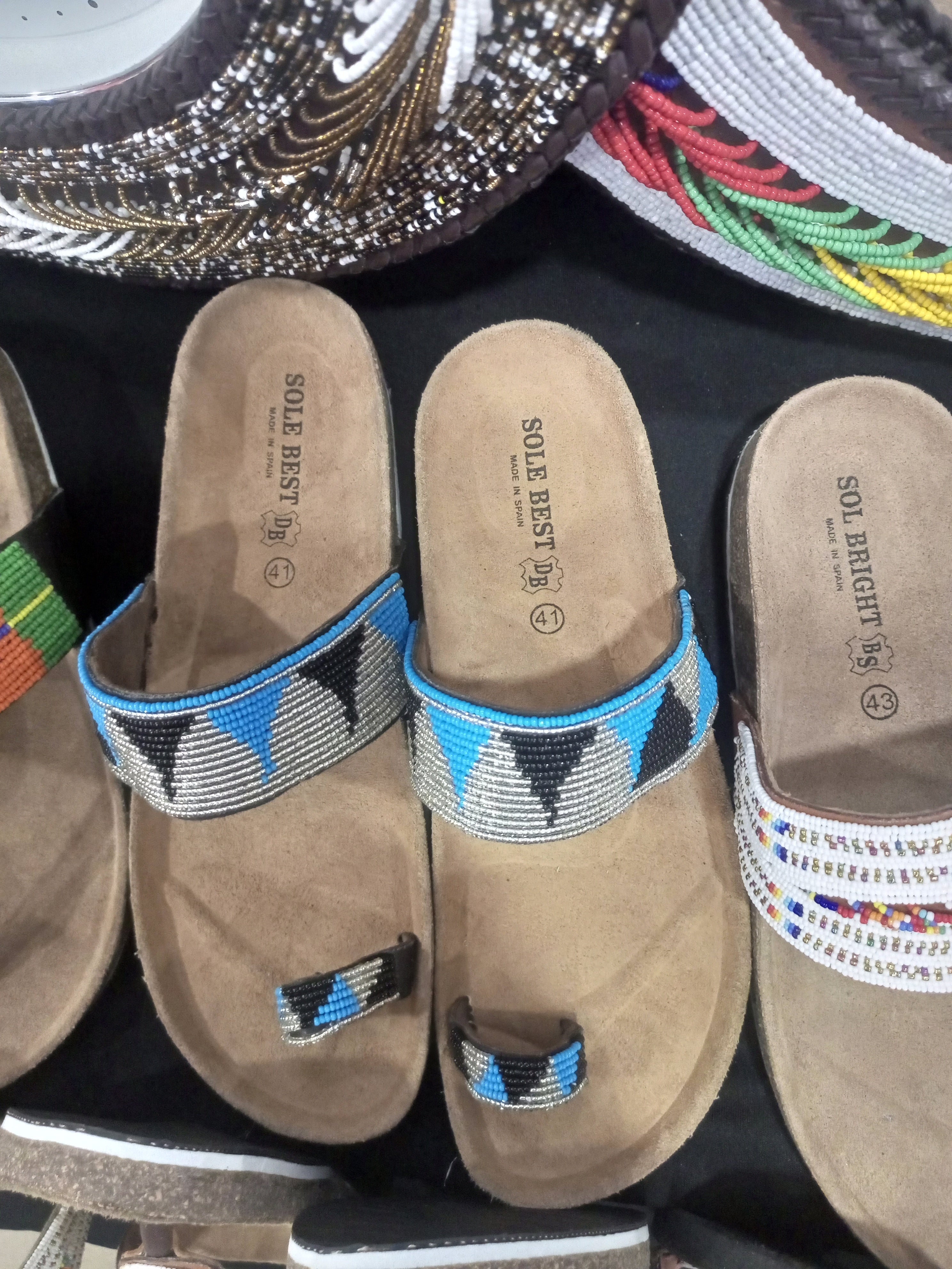Blue,black and silver Maasai Sandals.